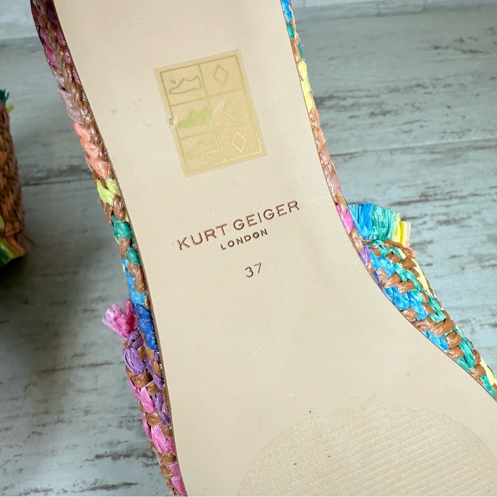 Kurt Geiger Kensington Eagle Casual Flat Raffia Slide Sandals EU 37 New Rainbow - Picture 16 of 16